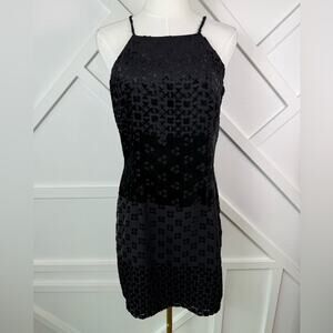 Vintage Ariella Black Velvet Burnout Floral Slip Cocktail Dress Size Medium HOCO